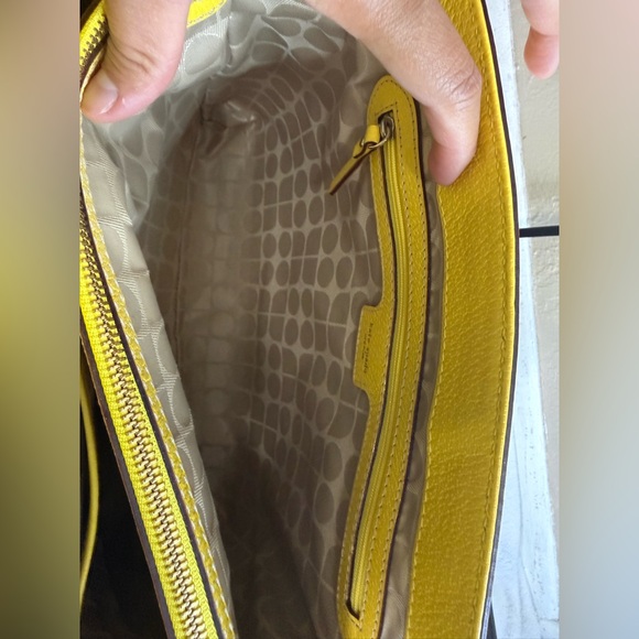 kate spade Yellow Leather Tote with Scarf Accent EUC - Picture 8 of 9